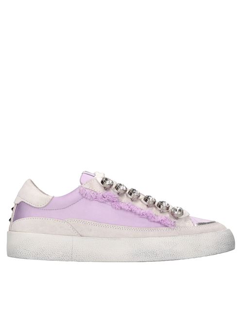 Sneakers in pelle,tessuto e strass EMANUELLE VEE | 451P-300-25-P011CBLILLA-BIANCO